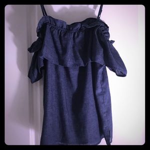 Splendid Dark Blue Linen Blend Top.